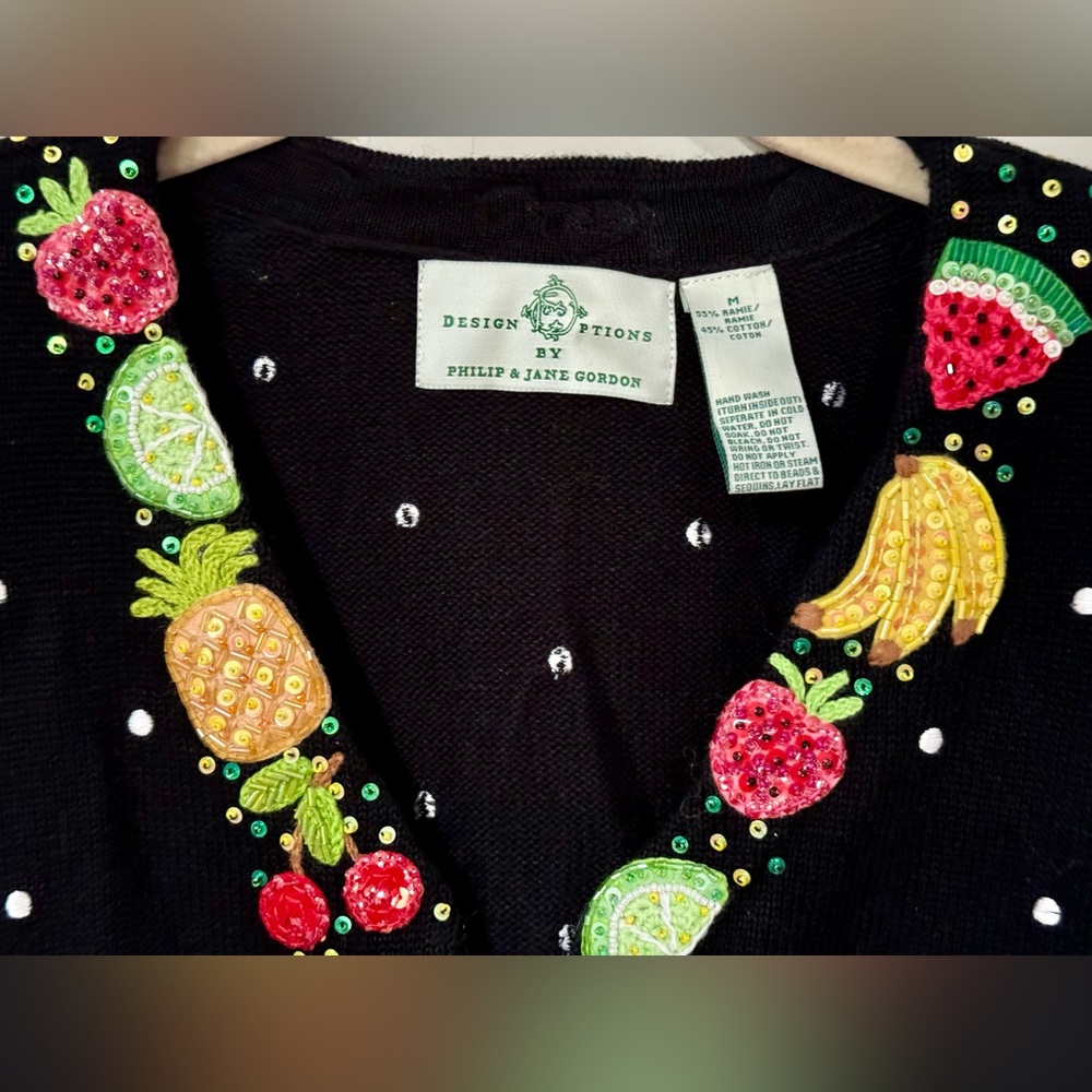 NEW Design Options by Philip and Jane Gordon Fruit Salad Cardigan Size M - Picture 2 of 10